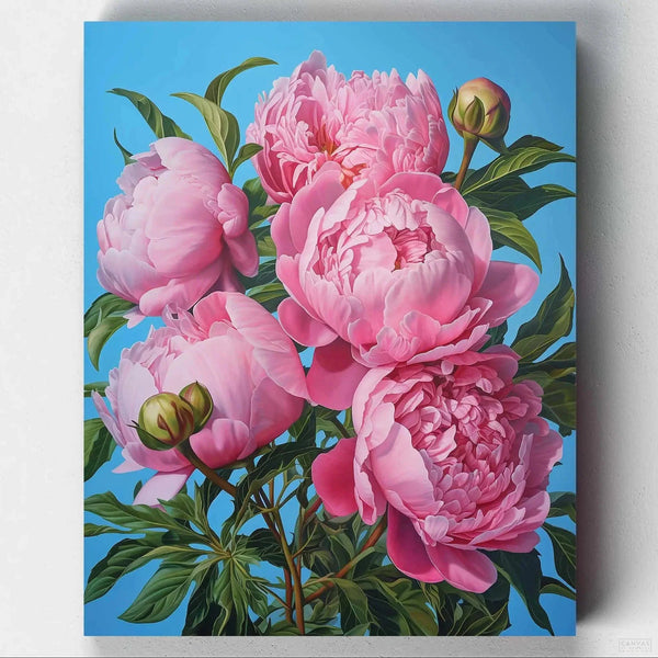 Peonias Rosas- Pintar por Números- Canvas by Numbers