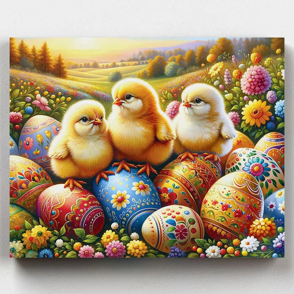 Huevo de Pascua y Pollitos- Pintar por Números- Canvas by Numbers
