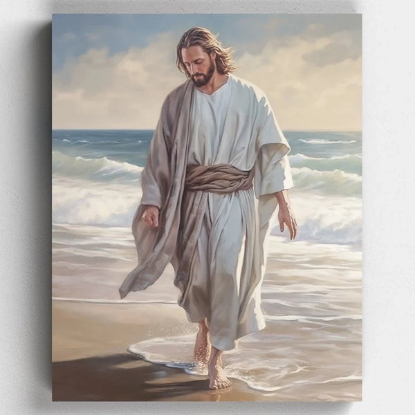 Jesus Caminando por la Playa- Pintar por Números- Canvas by Numbers