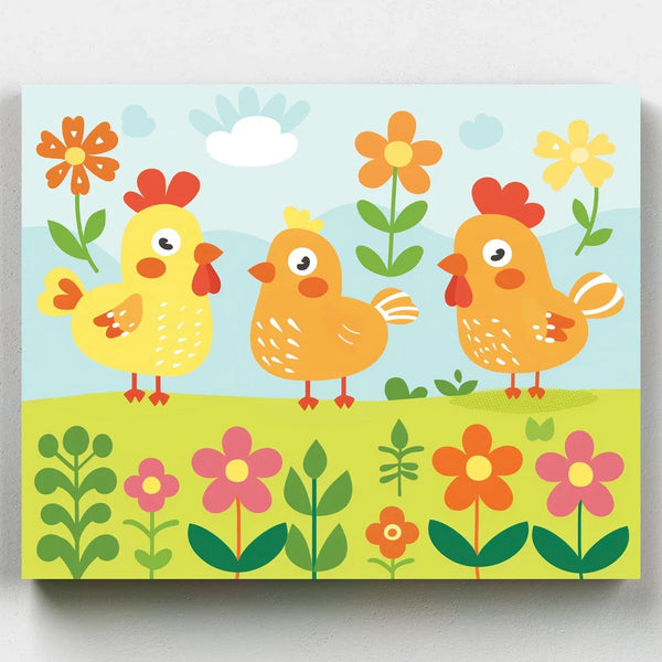 Pollitos Pintar por Números Niños- Pintar por Números- Canvas by Numbers