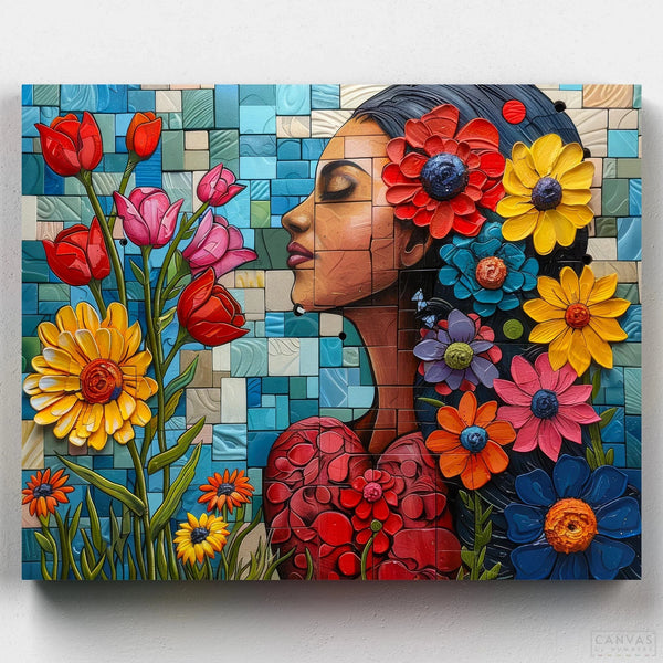 Mosaico Mujer con Flores Pintar por Números- Pintar por Números- Canvas by Numbers