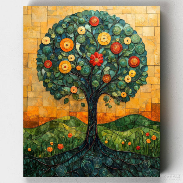 Árbol Esencia Verde- Pintar por Números- Canvas by Numbers