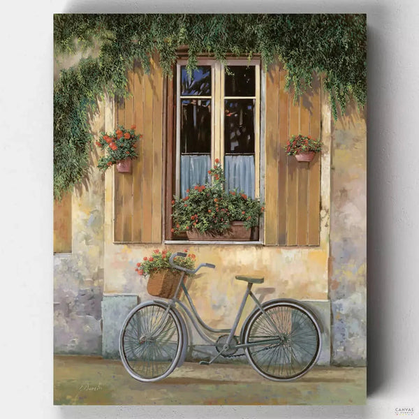 Bicicleta con Flores- Pintar por Números- Canvas by Numbers