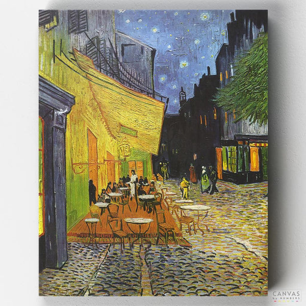 Terraza de Café por la Noche- Pintar por Números- Canvas by Numbers