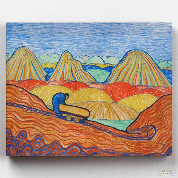 Trabajador de Arcilla con Carro Amarillo- Pintar por Números- Canvas by Numbers