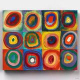 Estudio de Color: Cuadrados con Círculos Concétricos - Pintar por Números- Pintar por Números- Canvas by Numbers