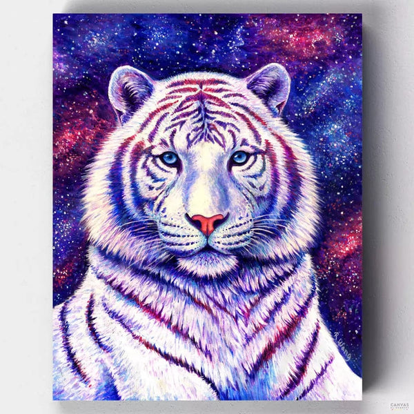 Tigre Blanco Cósmico - Pintar por Números- Pintar por Números- Canvas by Numbers