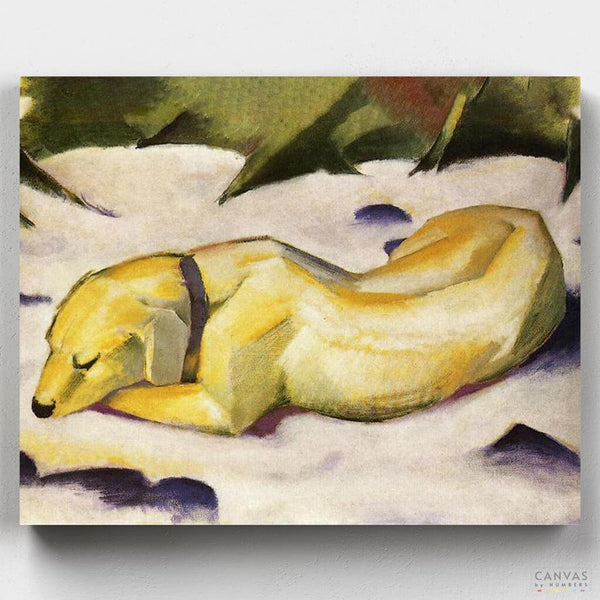 Perro Tumbado en la Nieve- Pintar por Números- Canvas by Numbers