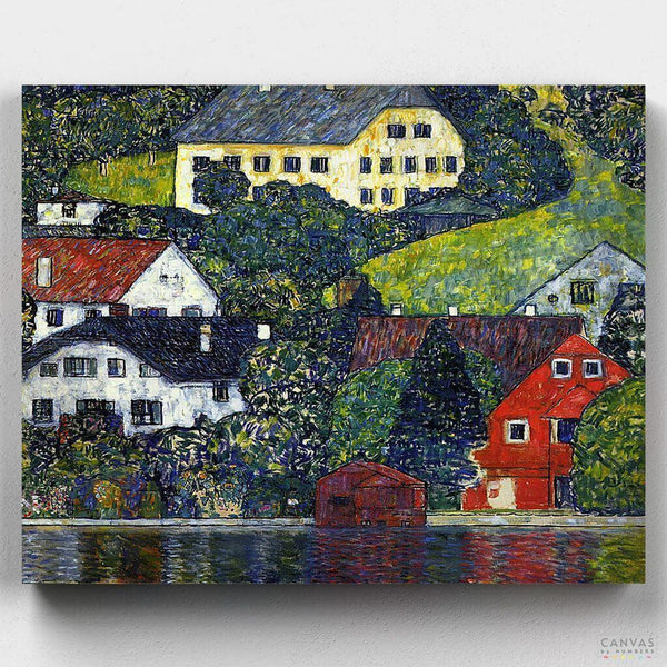 Casas en Unterach en el Attersee- Pintar por Números- Canvas by Numbers