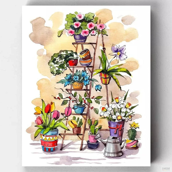Escalera con Flores- Pintar por Números- Canvas by Numbers