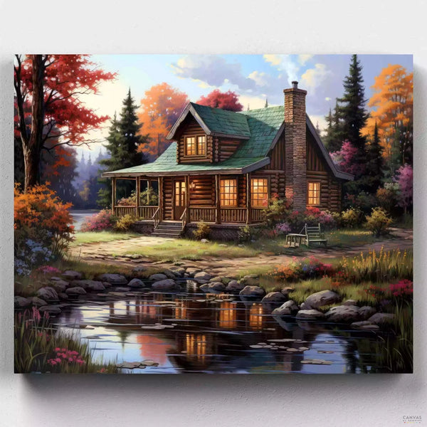 Retiro en el Lago - Paisaje Pintar por Números- Pintar por Números- Canvas by Numbers