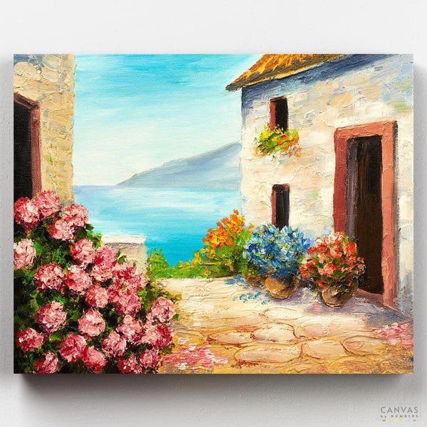 Casa en el Mediterráneo- Pintar por Números- Canvas by Numbers