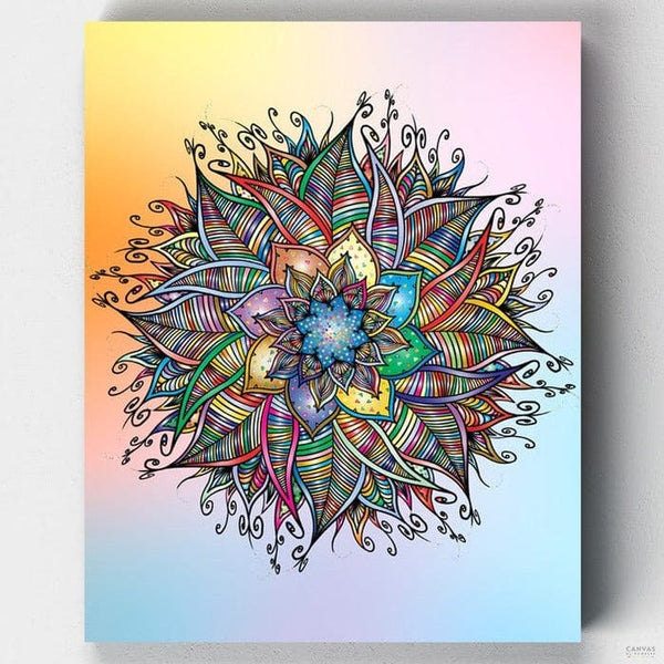 Optimismo - Mandala Pintar por Números- Pintar por Números- Canvas by Numbers