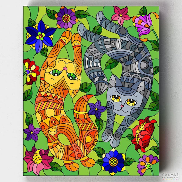 Gatitos Juguetones- Pintar por Números- Canvas by Numbers