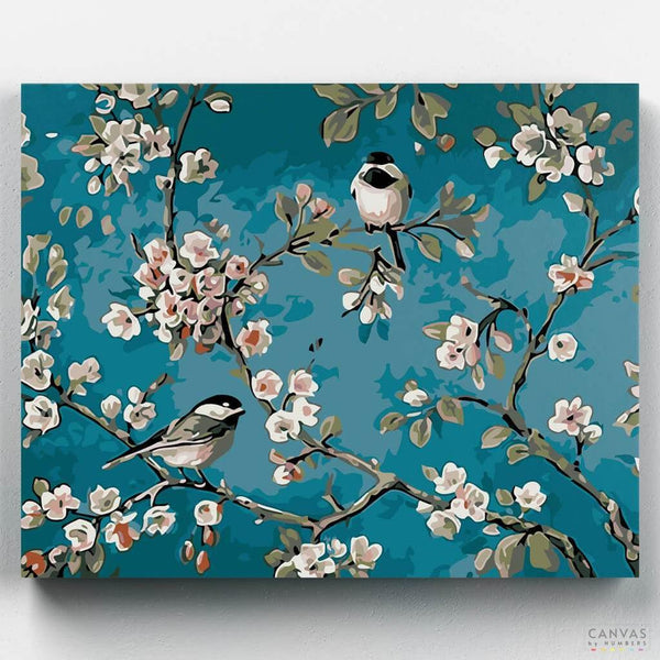Pajarillos en las Ramas- Pintar por Números- Canvas by Numbers
