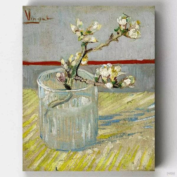 Rama de Almendro en Flor en Vaso- Pintar por Números- Canvas by Numbers