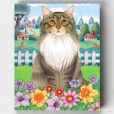 Gato con flores- Pintar por Números- Canvas by Numbers