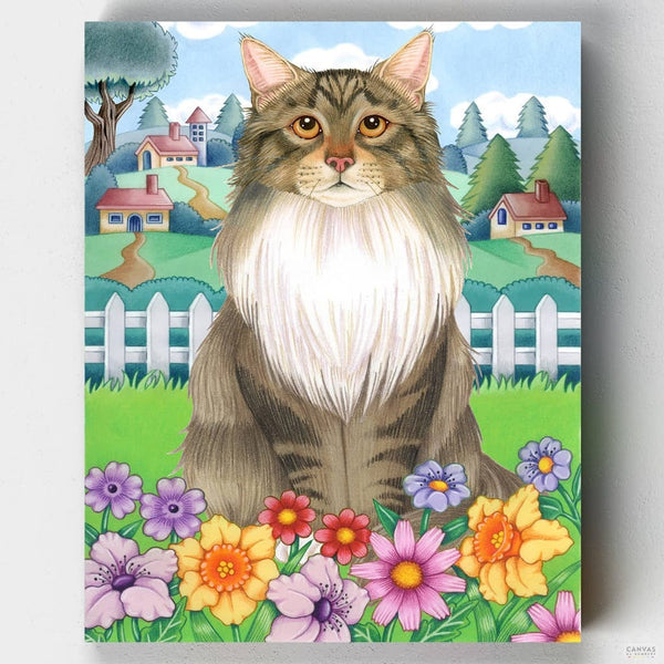 Gato con flores- Pintar por Números- Canvas by Numbers