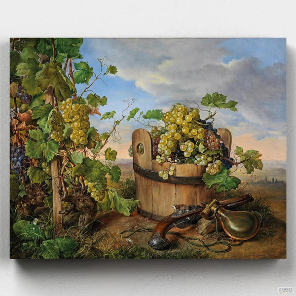 Bodegón con Uvas y Pistola- Pintar por Números- Canvas by Numbers