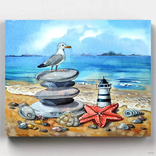 Gaviota en la Costa- Pintar por Números- Canvas by Numbers