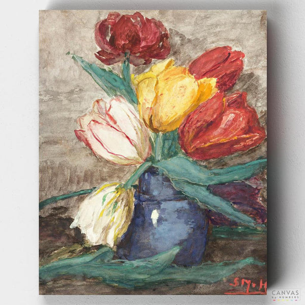 Jarrón con Tulipanes- Pintar por Números- Canvas by Numbers