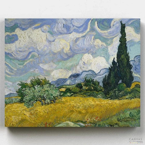 Campo de Trigo con Cipreses- Pintar por Números- Canvas by Numbers