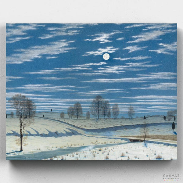 Escena de Invierno a la Luz de la Luna- Pintar por Números- Canvas by Numbers