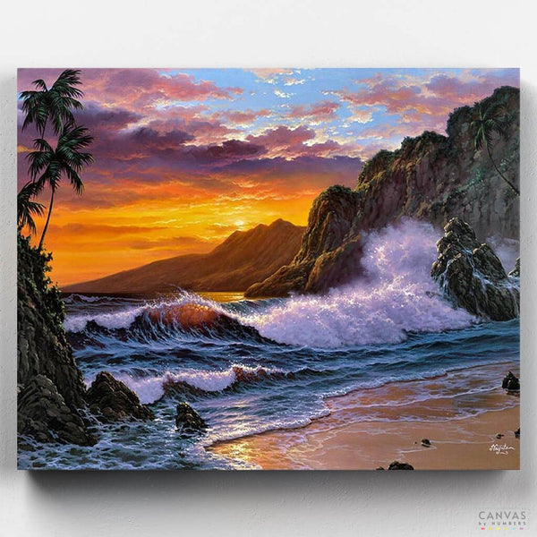 Ocaso sobre las Olas- Pintar por Números- Canvas by Numbers