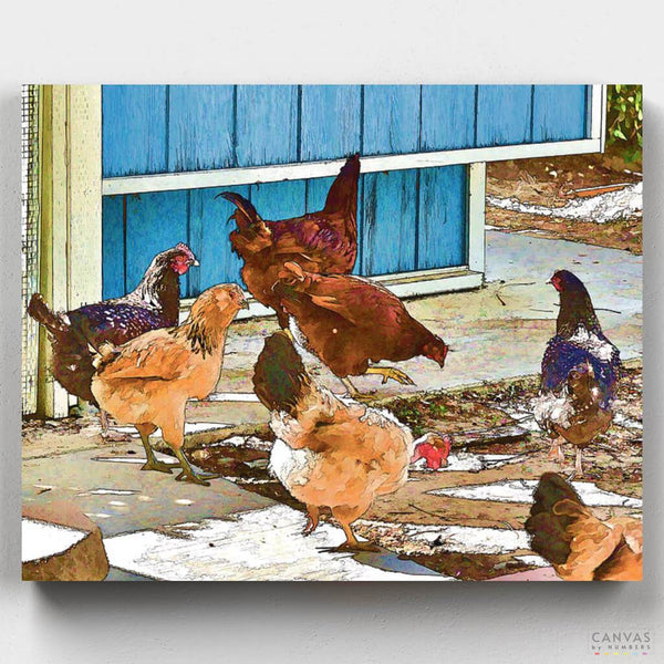 Fiesta de Gallinas- Pintar por Números- Canvas by Numbers