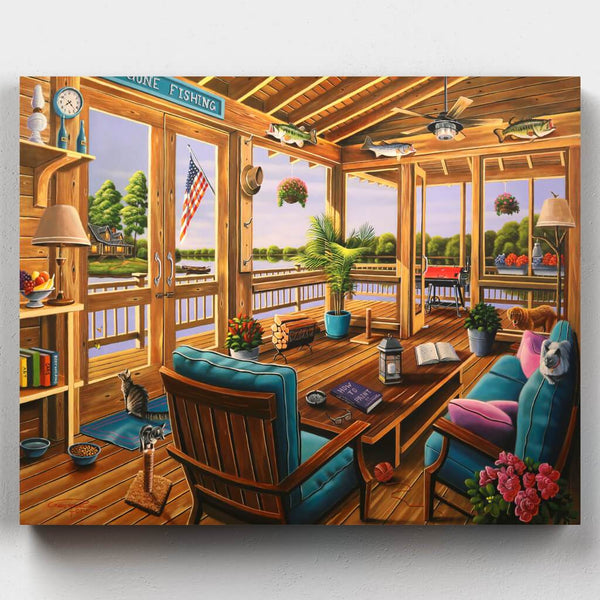La Casa del Lago- Pintar por Números- Canvas by Numbers