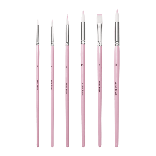 Set de Pinceles Esenciales Multitalla – 6 Piezas para Pintura Acrílica- Pintar por Números- Canvas by Numbers