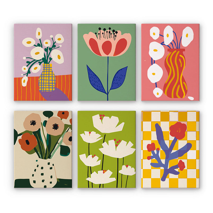 Colección Floral 2 - Mini Kit Pintar por Números- Pintar por Números- Canvas by Numbers