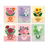 Flores en Taza de Té - Mini Kit Pintar por Números