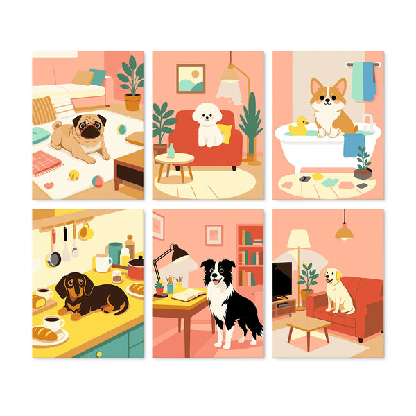 Perros en Casa - Mini Kit Pintar por Números