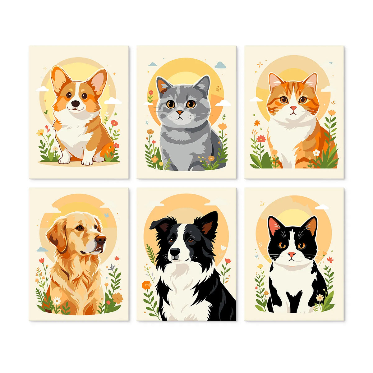 Retratos Florales de Mascotas - Mini Kit Pintar por Números