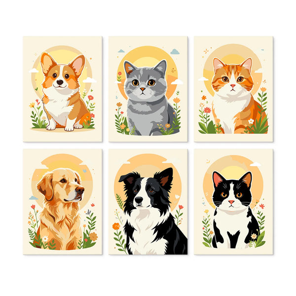 Retratos Florales de Mascotas - Mini Kit Pintar por Números