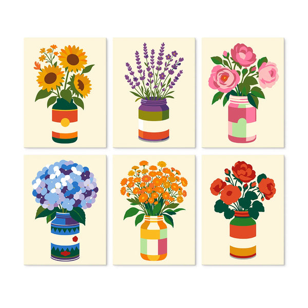 Flores en Tarros - Mini Kit Pintar por Números