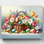 Cesto con Flores de Pascua- Pintar por Números- Canvas by Numbers