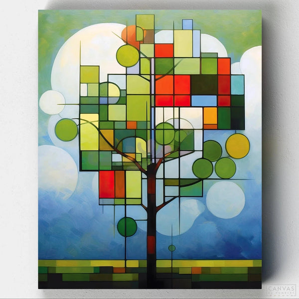 Árbol Verde Bauhaus - Pintar por Números- Pintar por Números- Canvas by Numbers