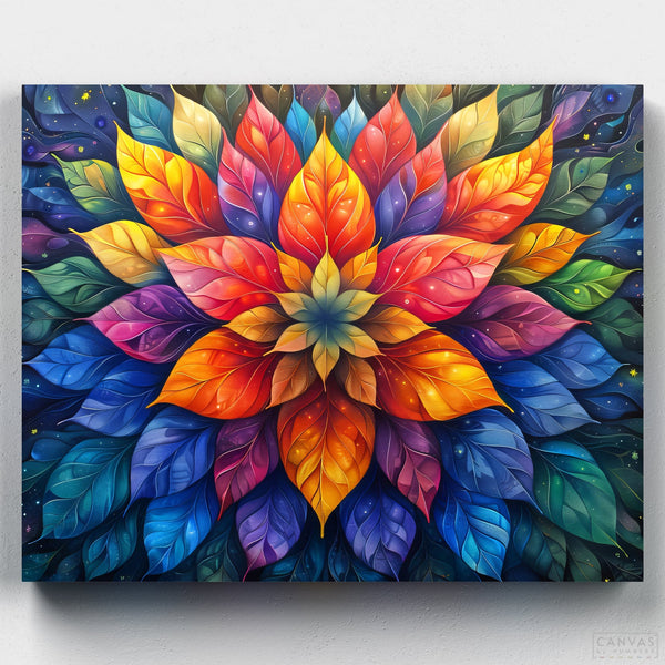 Mandala Floral Cósmico - Pintar por Números- Pintar por Números- Canvas by Numbers