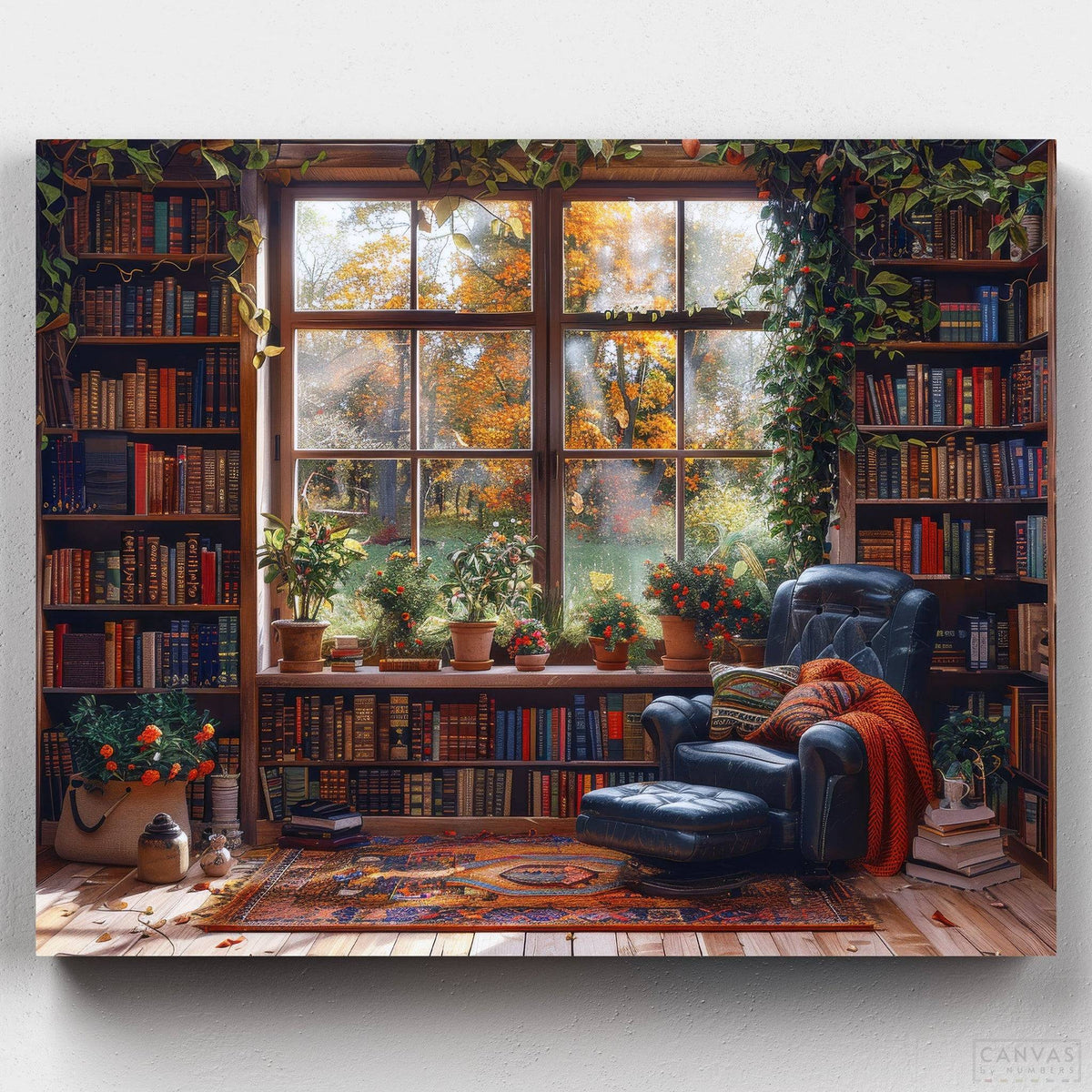 Calma entre Libros- Pintar por Números- Canvas by Numbers