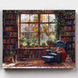 Calma entre Libros- Pintar por Números- Canvas by Numbers