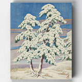 Pinos en Tiempo Despejado tras la Nieve- Pintar por Números- Canvas by Numbers