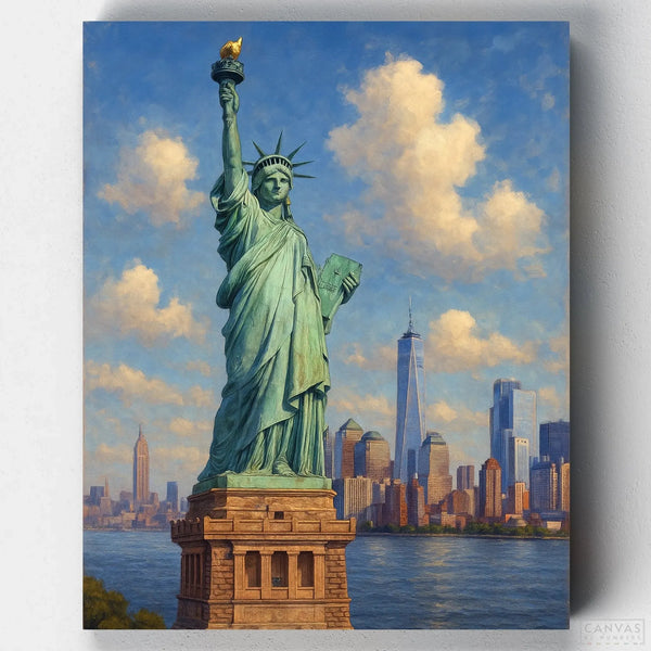 Estatua de la Libertad y Manhattan- Pintar por Números- Canvas by Numbers