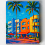 Distrito Art Deco de Miami Beach- Pintar por Números- Canvas by Numbers