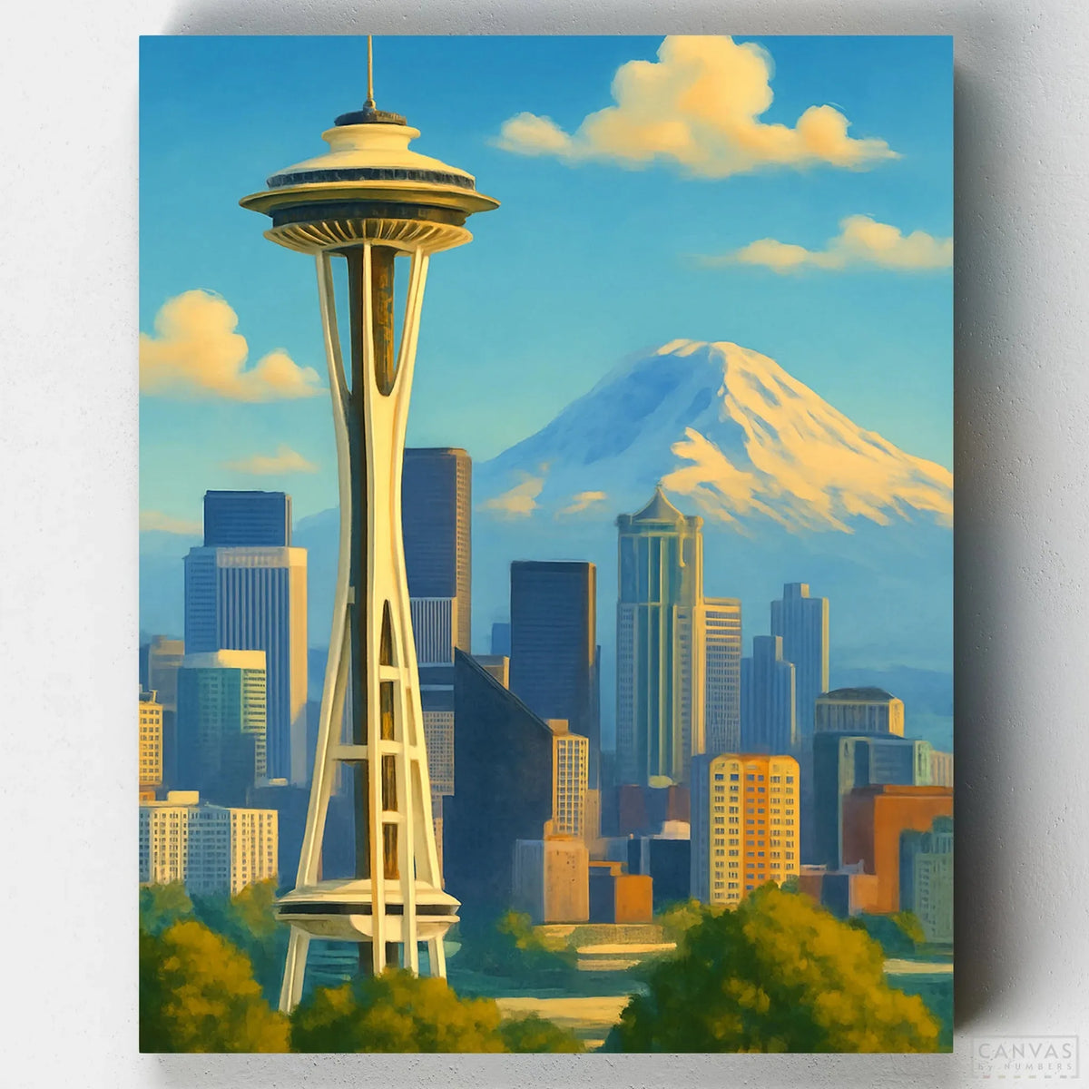 Space Needle de Seattle y Monte Rainier - Kit Pintar por Números