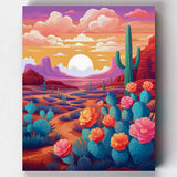 Atardecer de Cactus - Kit Pintar por Números