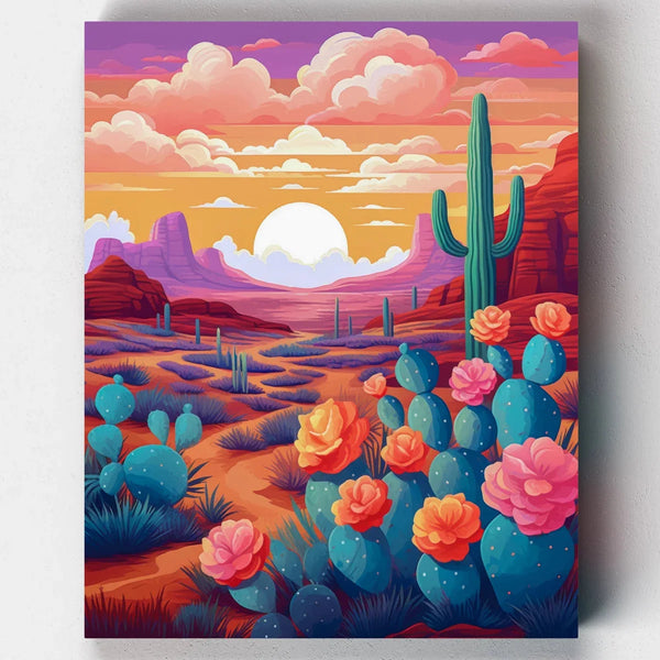 Atardecer de Cactus - Kit Pintar por Números