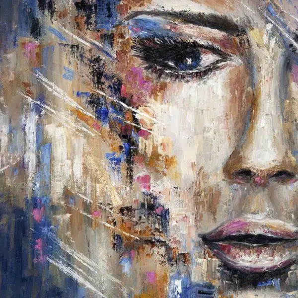 Cuadro de un rostro femenino en estilo abstracto
