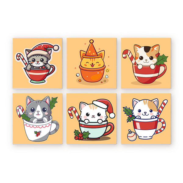 Gatitos de Navidad - Mini Kit Pintar por Números